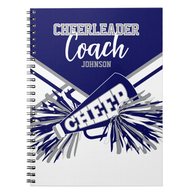 Cheerleader Coach - Navy Blue, Gary & White Notebook (Front)