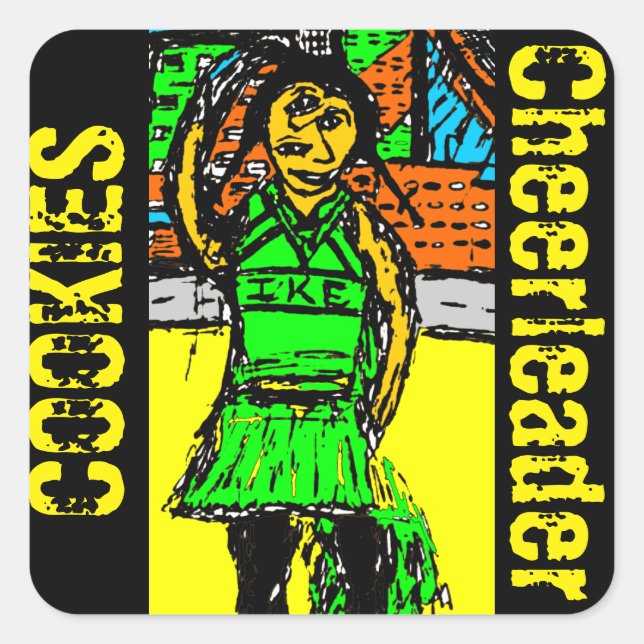 CHEERLEADER COOKIES SATIVA SQUARE STICKER (Front)