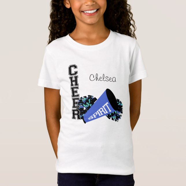 Cheerleader Customisable Blue T-Shirt (Front)
