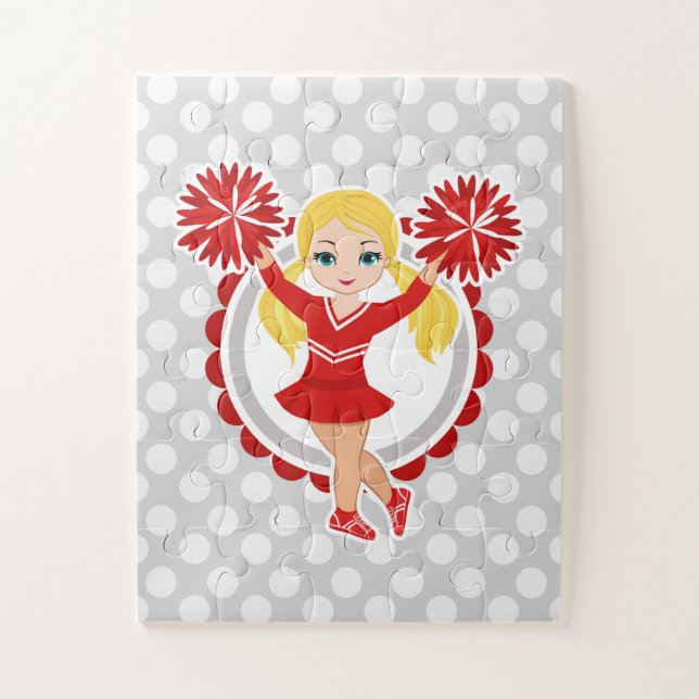 Cheerleader - Cute Red Blonde Cheer Jigsaw Puzzle (Vertical)