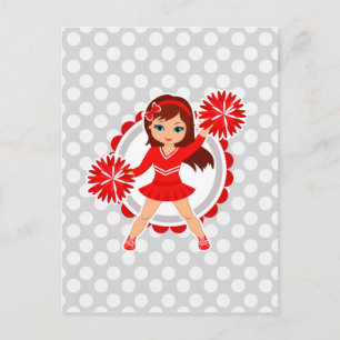 Cheerleader - Cute Red Brunette Cheer Postcard