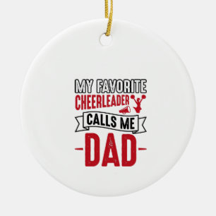 Cheerleader Dad Vintage Engraving Shirt Design_1 Ceramic Tree Decoration
