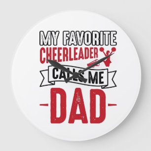 Cheerleader Dad Vintage Engraving Shirt Design_1 Large Clock