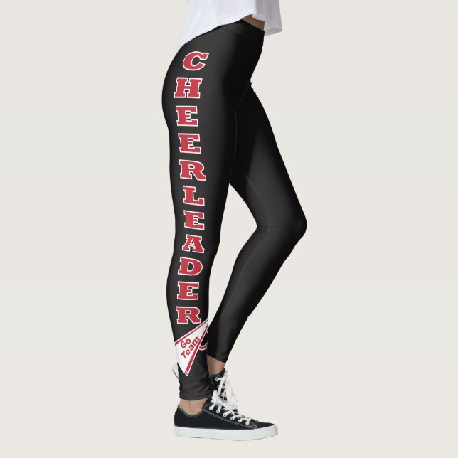 Cheerleader Dark Red Typography Letters Leggings (Right)