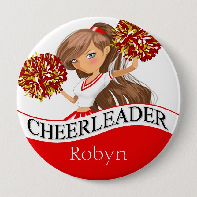Cheerleader DIY choose your school colours | red 10 Cm Round Badge (Front)