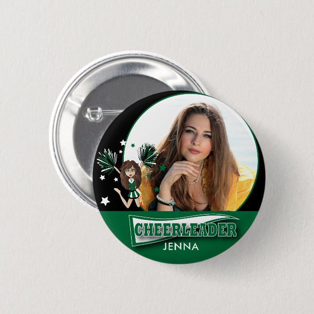 Cheerleader - DIY Photo -  Dark Green 6 Cm Round Badge (Front & Back)