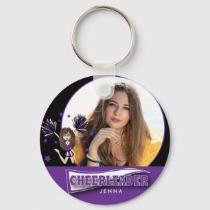Cheerleader - DIY Photo - Purple Key Ring