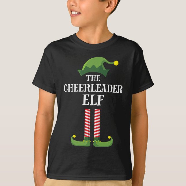 Cheerleader Elf Matching Family Christmas Party Pa T-Shirt (Front)