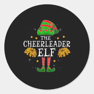 Cheerleader Elf Matching Team Christmas Funny Chee Classic Round Sticker