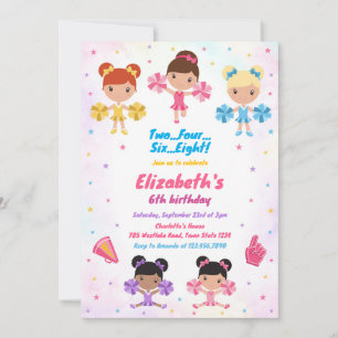 Cheerleader Girl Birthday Party Invitation