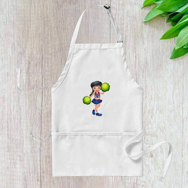 Cheerleader Girl with Pom Poms Fun Sports Spirit Standard Apron (Creator Uploaded)