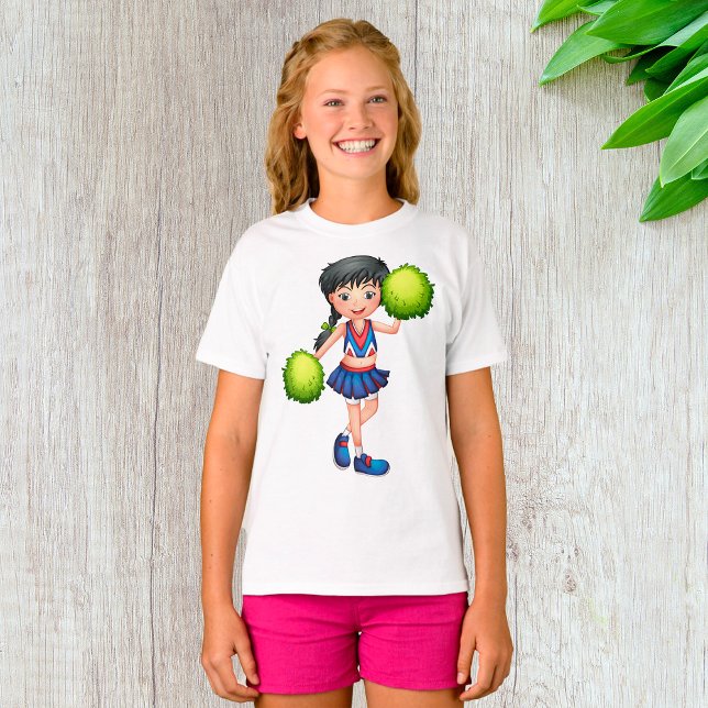 Cheerleader Girl with Pom Poms Fun Sports Spirit T-Shirt (Creator Uploaded)