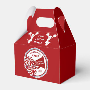 Cheerleader Goodie Bags, Personalized Red, White Favour Box