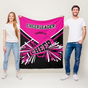 Cheerleader 📣 - Hot Pink, White & Black Fleece Blanket