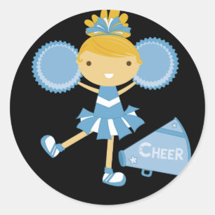 Cheerleader in Blue Classic Round Sticker