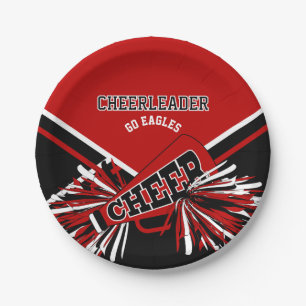 Cheerleader in Dark Red, White and Black Paper Plate