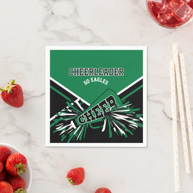 Cheerleader in Green, White and Black Napkin (Insitu)