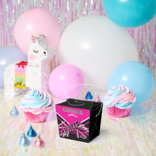 Cheerleader in Hot Pink, White and Black Favour Box