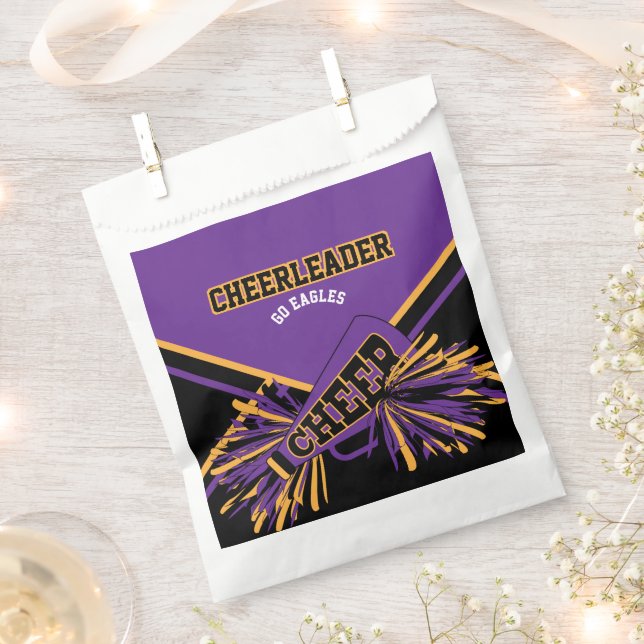 Cheerleader in Purple, Gold and Black Favour Bags (Clipped)