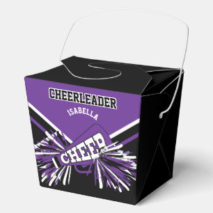 Cheerleader in Purple, White and Black Favour Box