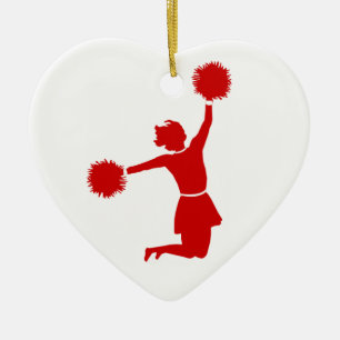 Cheerleader In Silhouette Heart Shape Ornament