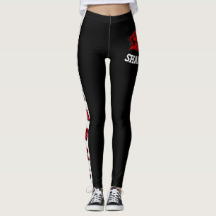 Cheerleader Leggings - Black with Red & White Trim