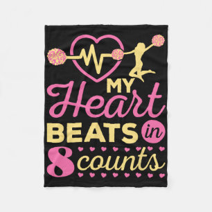 Cheerleader My Heart Beats In 8 Counts Cheerleadin Fleece Blanket