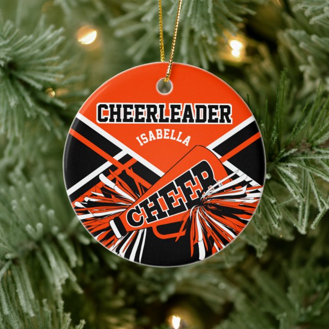 Cheerleader 📣 💖 - Orange, Black and White Ceramic Tree Decoration (Tree)