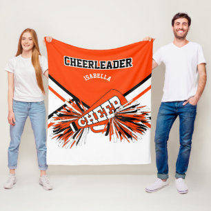 📣 Cheerleader - Orange, Black & White Fleece Blanket