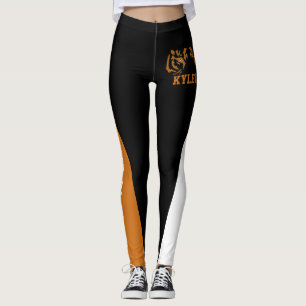 Cheerleader Orange/Black/White Team & Mascot Leggings