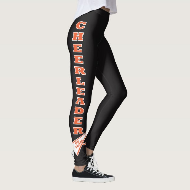 Cheerleader Orange Typography Letters Leggings (Right)