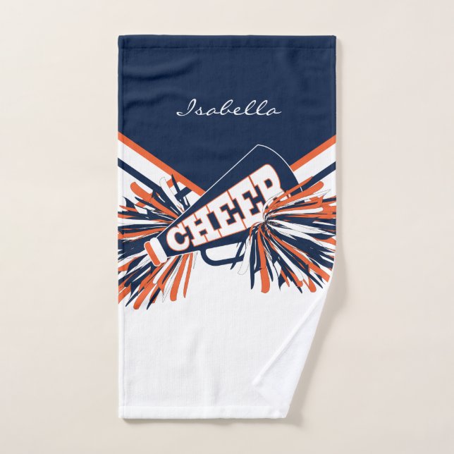 Cheerleader Outfit in Blue, Orange and White Hand Towel (Hand Towel)