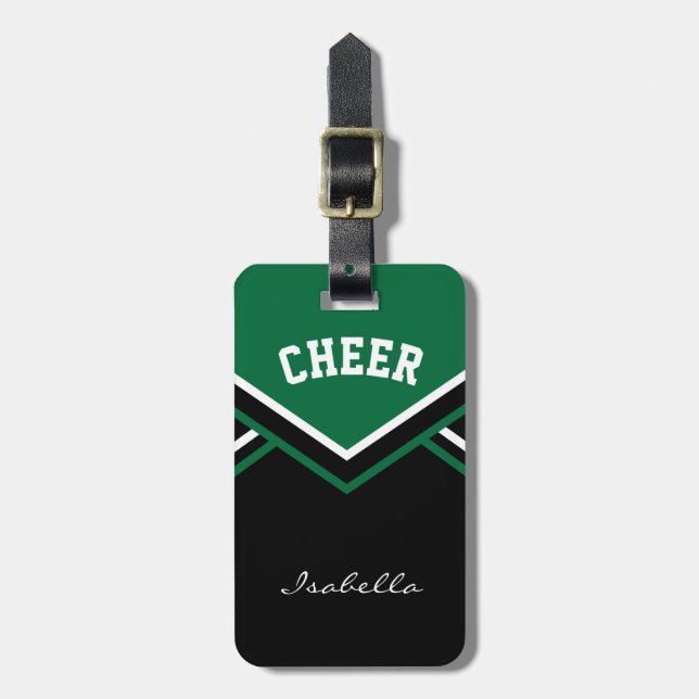 Cheerleader Outfit in Dark Green Luggage Tag (Front Vertical)