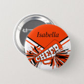 Cheerleader Outfit in Orange, White and Black 6 Cm Round Badge (Front & Back)