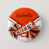 Cheerleader Outfit in Orange, White and Black 6 Cm Round Badge (Front)