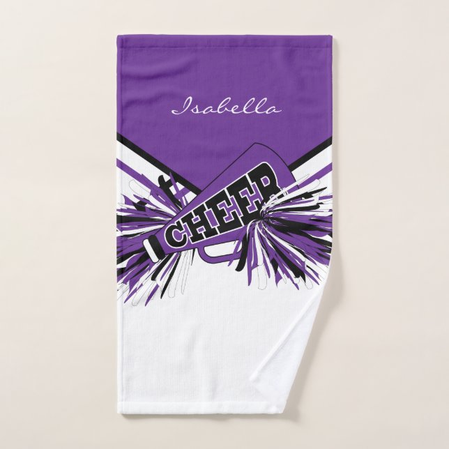 Cheerleader Outfit in Purple, Black & White Hand Towel (Hand Towel)