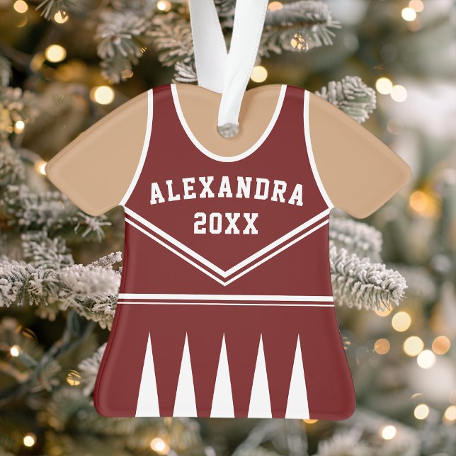 Cheerleader Outfit Varsity Team Uniform Maroon Ornament (Creator Uploaded)