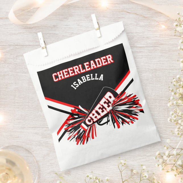 Cheerleader Party Black, White and Red Favour Bags (Clipped)
