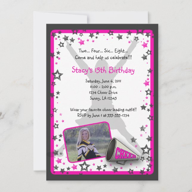 Cheerleader Photo Invitation (Front)