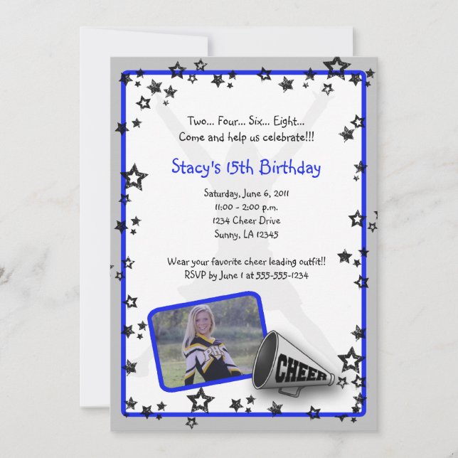 Cheerleader Photo Invitation (Front)