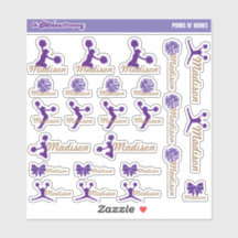 Cheerleader Pom Labels Personalised | School