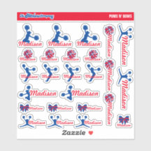Cheerleader Pom Labels Personalised | School