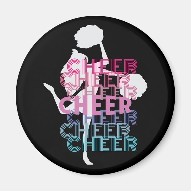 Cheerleader Pom Pom Spirit Vintage Letters Look Magnet (Front)
