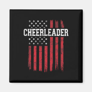 Cheerleader Proud American Flag Usa Patriotic Chee Magnet
