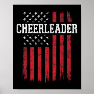 Cheerleader Proud American Flag Usa Patriotic Chee Poster
