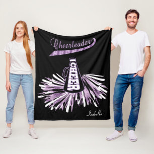 Cheerleader 📣💖 - Purple Glitter and Black Fleece Blanket