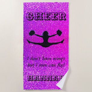 Cheerleader Purple Sparkle Custom Beach Towel