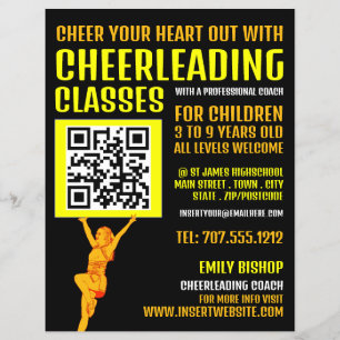 Cheerleader QR Code Sign, Cheerleading Classes Flyer