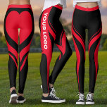 Cheerleader Red Black Heart Butt Team Uniform Logo Leggings<br><div class="desc">Another bold pair of leggings by JessicaAmber - ask about custom orders! These activewear leggings are great for more modest cheerleaders. They feature countouring curves in black and red, and a heart on the butt to emphasize your toned figure. You can customise the colours to match your team colours! On...</div>