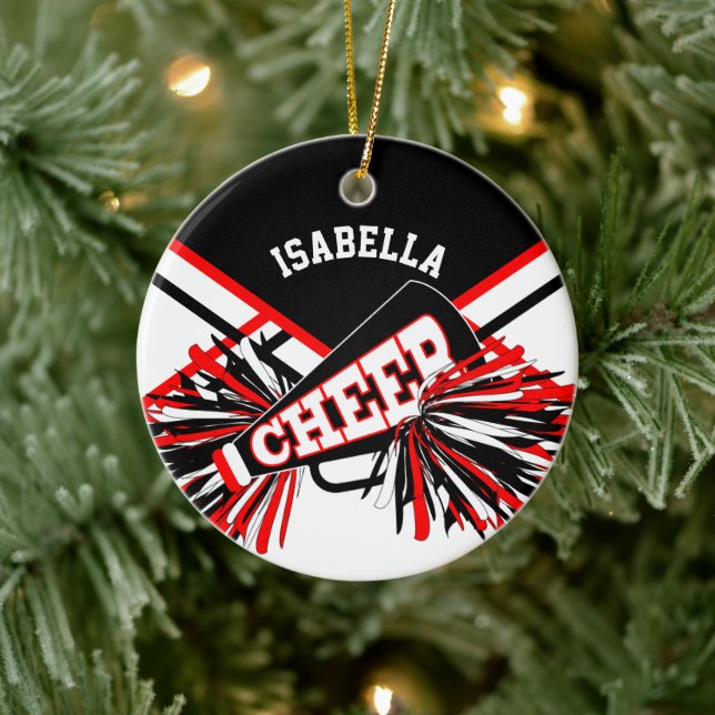 Cheerleader 📣💖 - Red, White and Black Ceramic Tree Decoration (Tree)